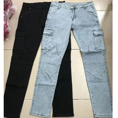 Mid Waist Cargo Jeans