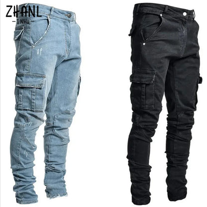 Mid Waist Cargo Jeans