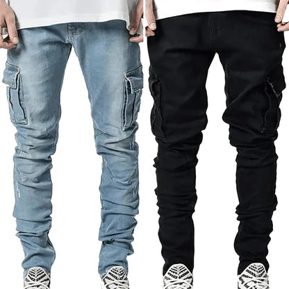 Mid Waist Cargo Jeans