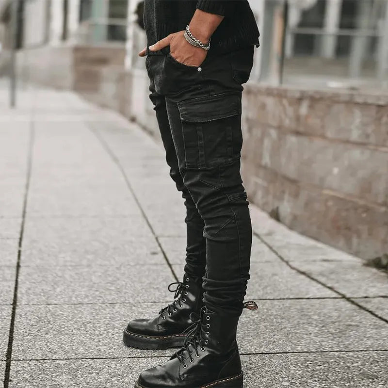 Mid Waist Cargo Jeans