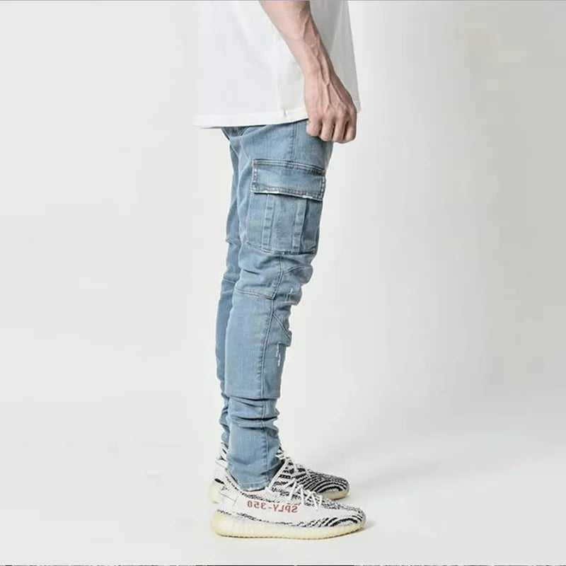 Mid Waist Cargo Jeans