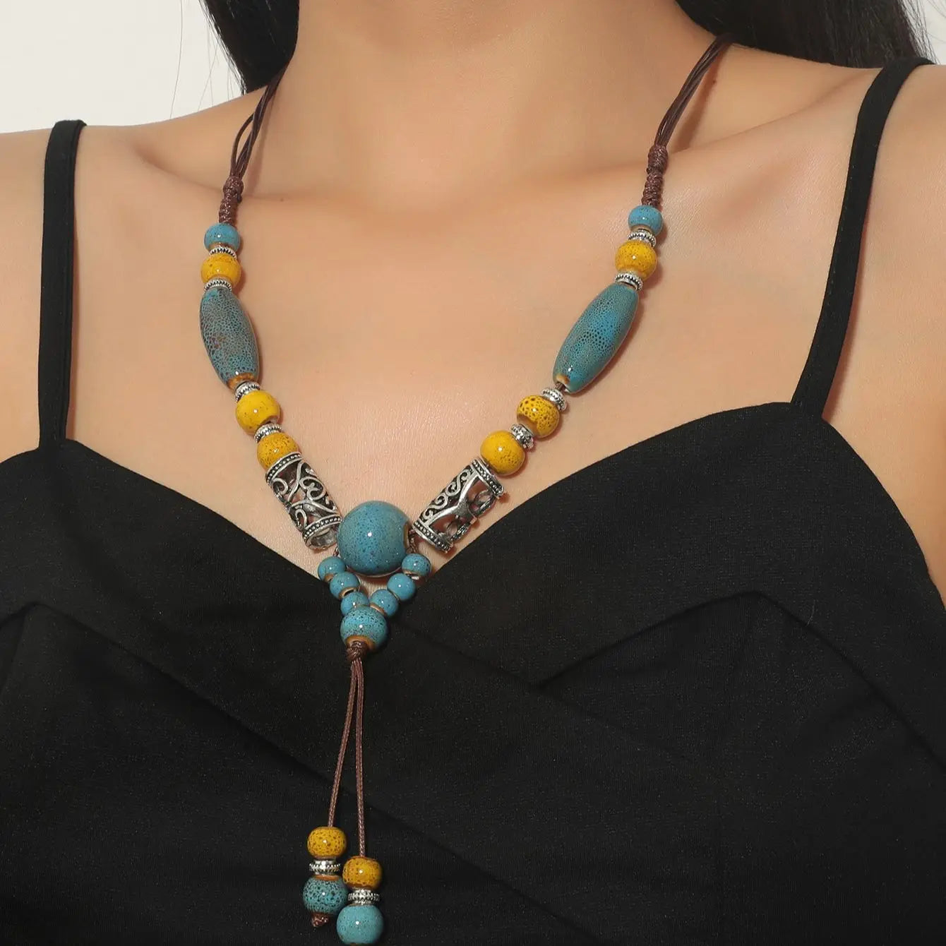 beaded ceramic necklace