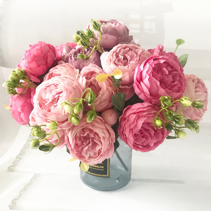 Pink Silk Peony Artificial Flowers for Home Decoration