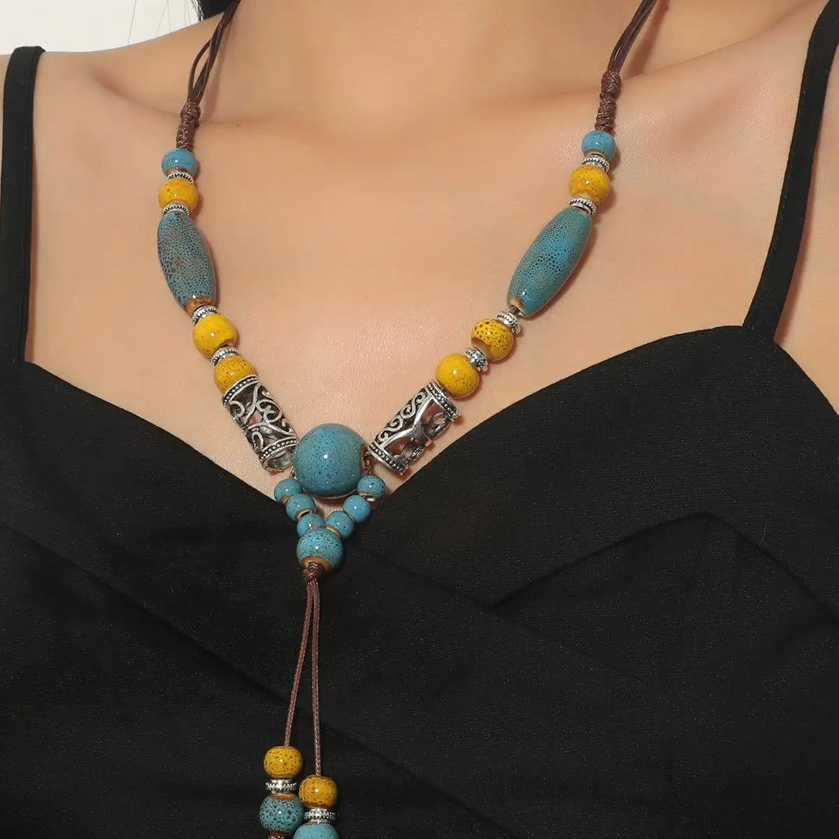 beaded ceramic necklace